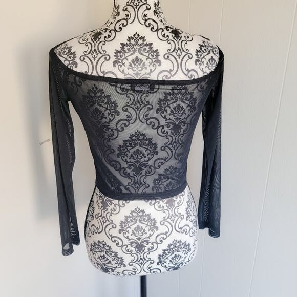 Venomiss OS Slave To The Rave Long Sleeve Mesh Crop Top - Picture 2 of 3